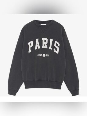 ANINE BING Paris Crewneck Sweatshirt - Black